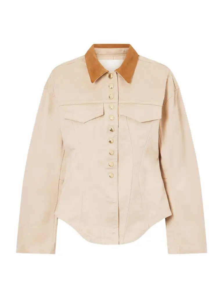 RÙADH The Lennox Suede-trimmed Organic Cotton-twill Jacket
