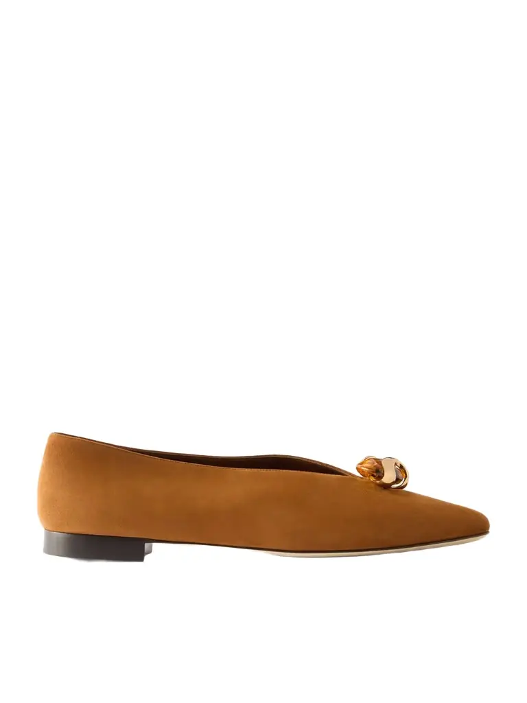 Jimmy Choo Margot Embellished Suede Ballet Flats