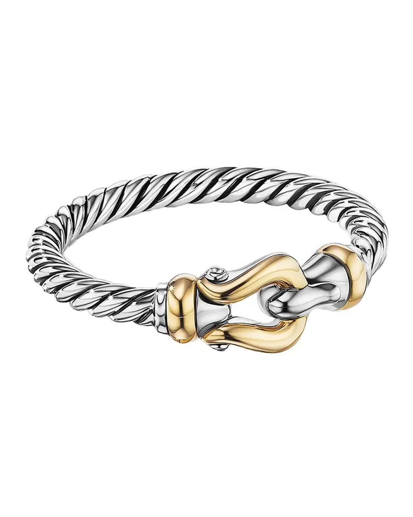 David Yurman Cable Buckle Ring in Silver with 18K Gold, 2mm