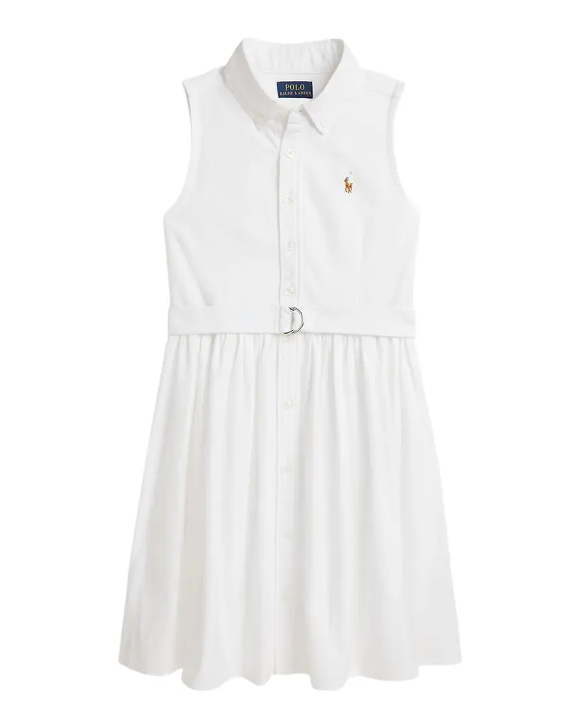 Polo Ralph Lauren Girl 's Classic Oxford Belted Dress W/ Bloomers