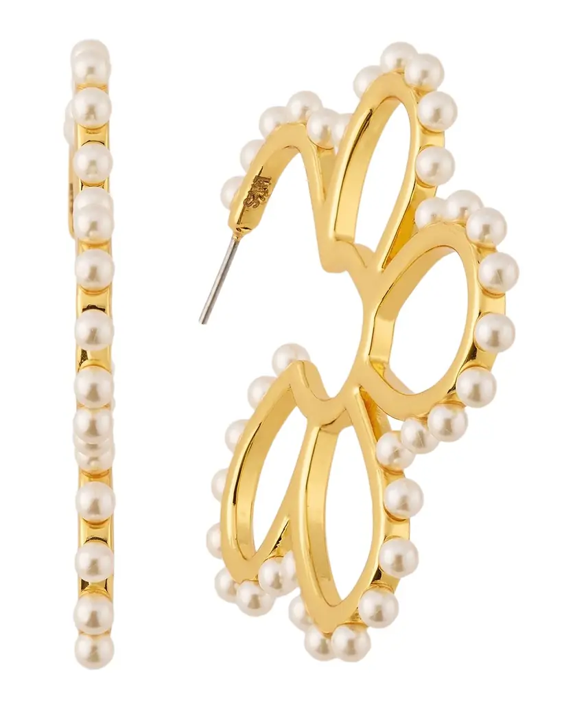Lele Sadoughi Daisy Pearlescent Hoop Earrings
