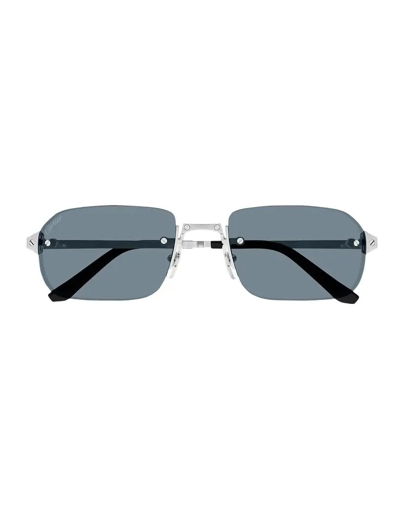 Cartier Men 's Metal Rimless Rectangle Sunglasses