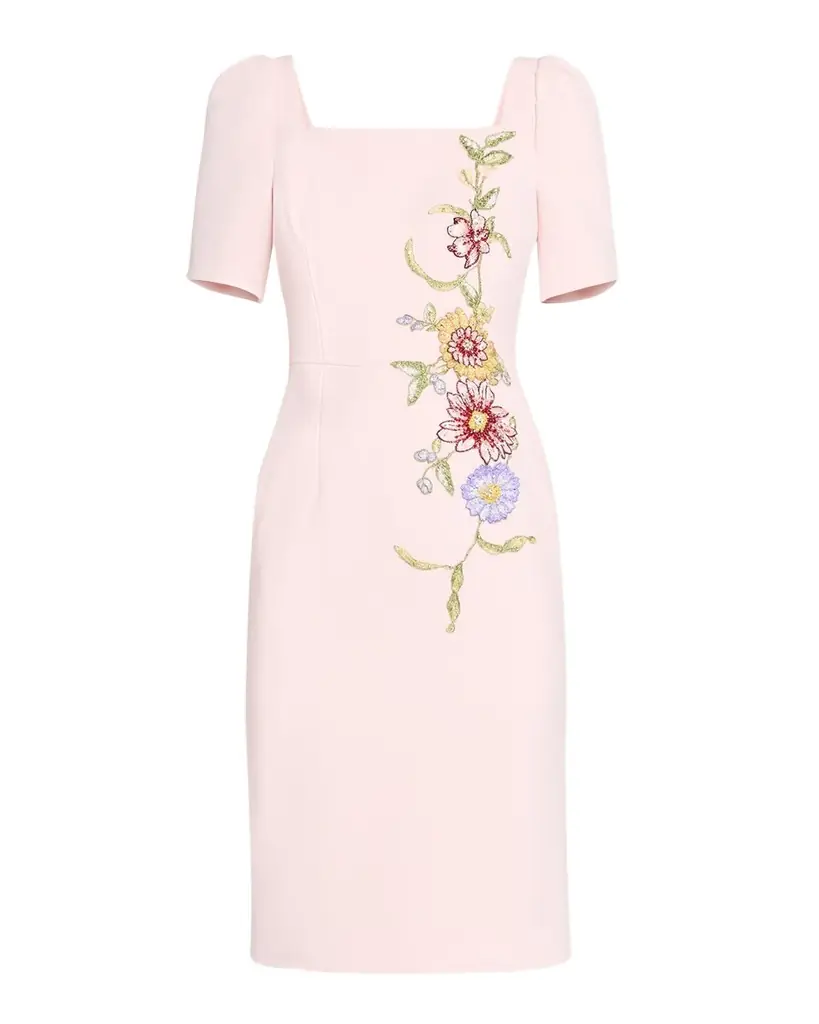 Rickie Freeman for Teri Jon Floral Applique Stretch Crepe Dress