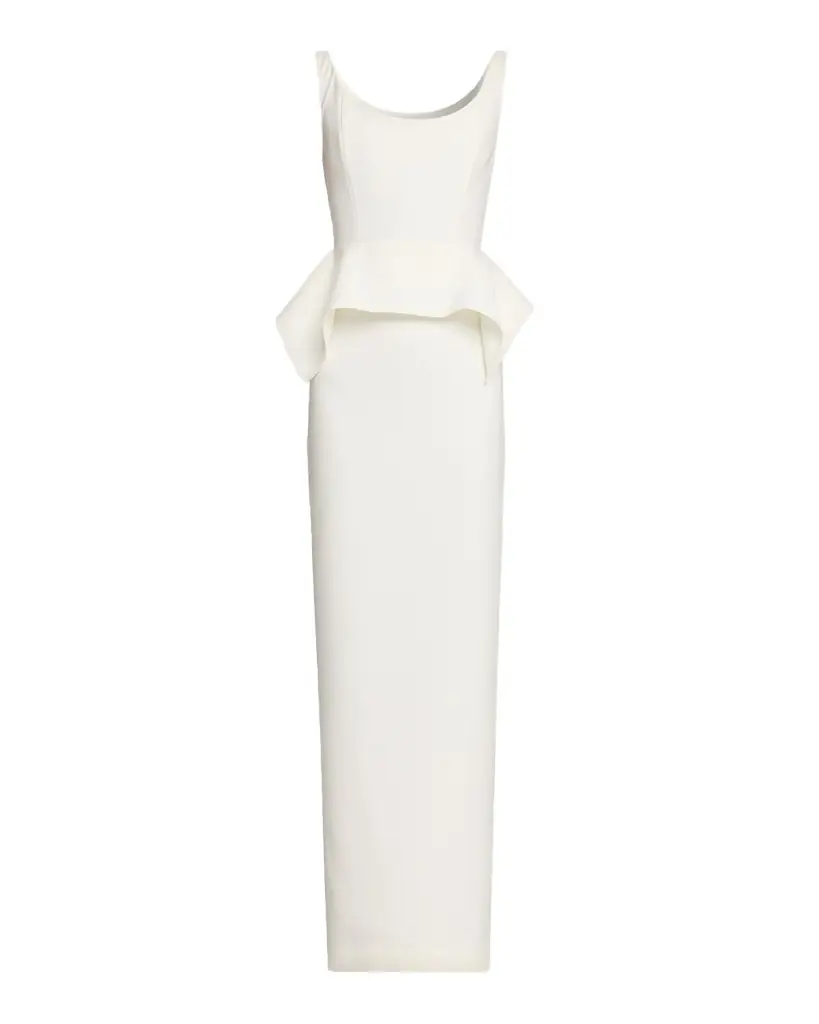 Roland Mouret Wide-Neck Peplum Column Gown