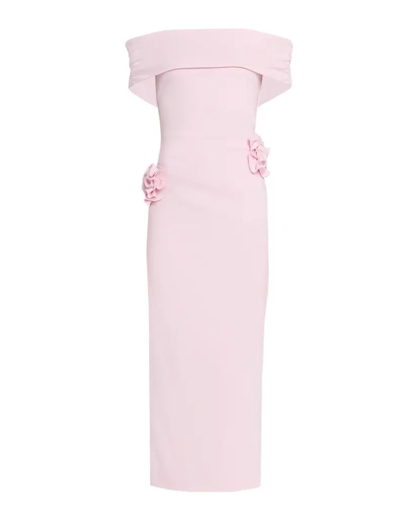 Roland Mouret Off-The-Shoulder Flower Jersey Midi Dress