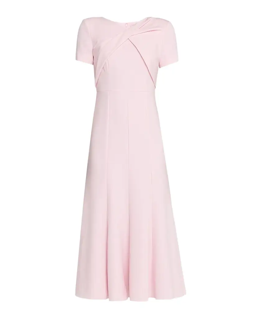 Roland Mouret Twist Draped Short-Sleeve Midi Dress