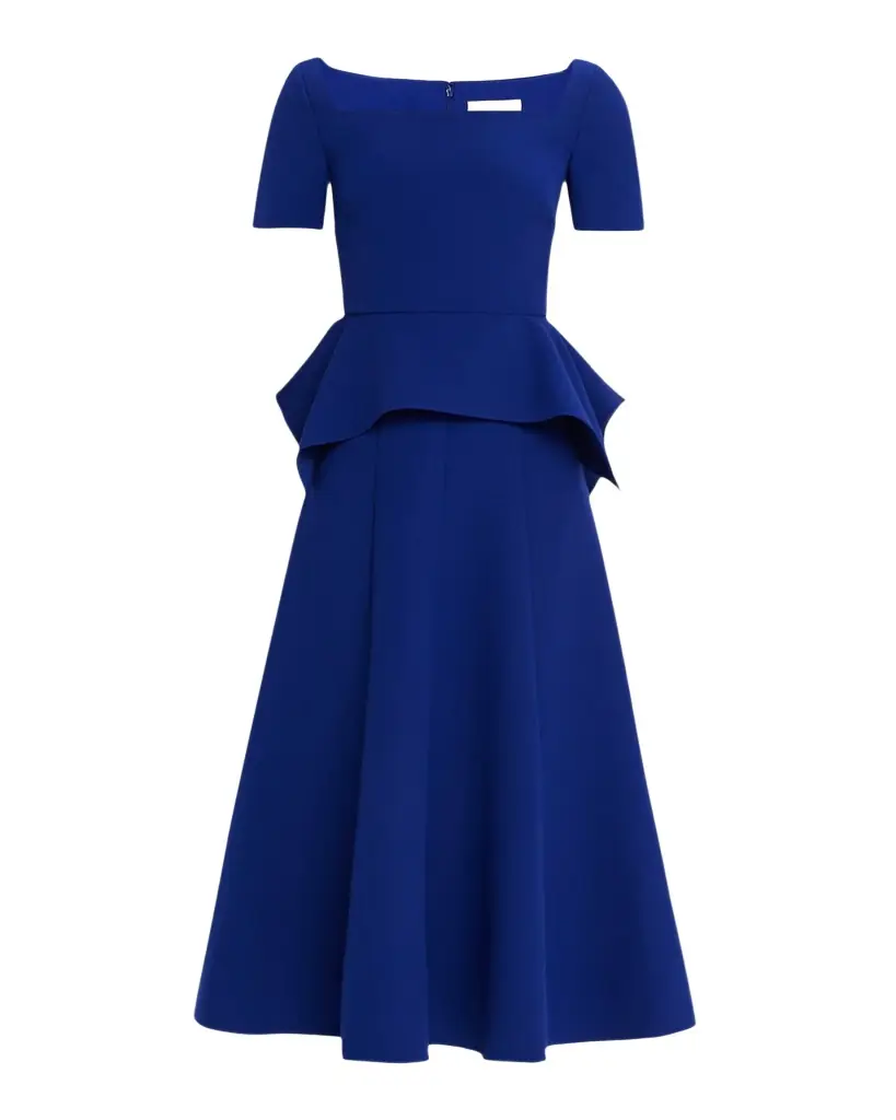 Roland Mouret Square-Neck Peplum Midi Dress