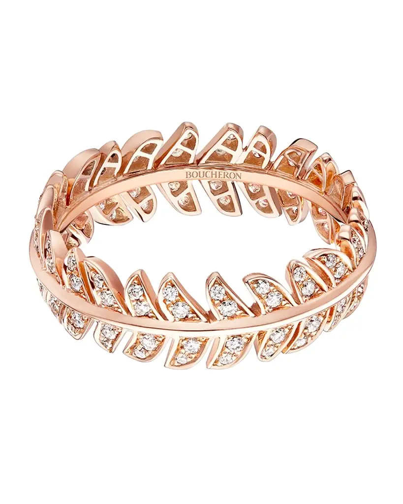 Boucheron Rose Gold Plume de Paon Ring, EU 51 / US 5.75