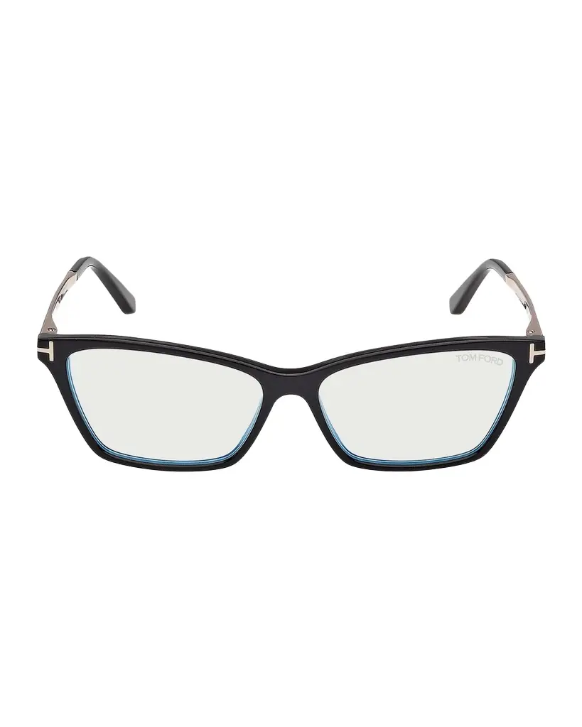 TOM FORD 56MM Blue Block Rectangular Eyeglasses