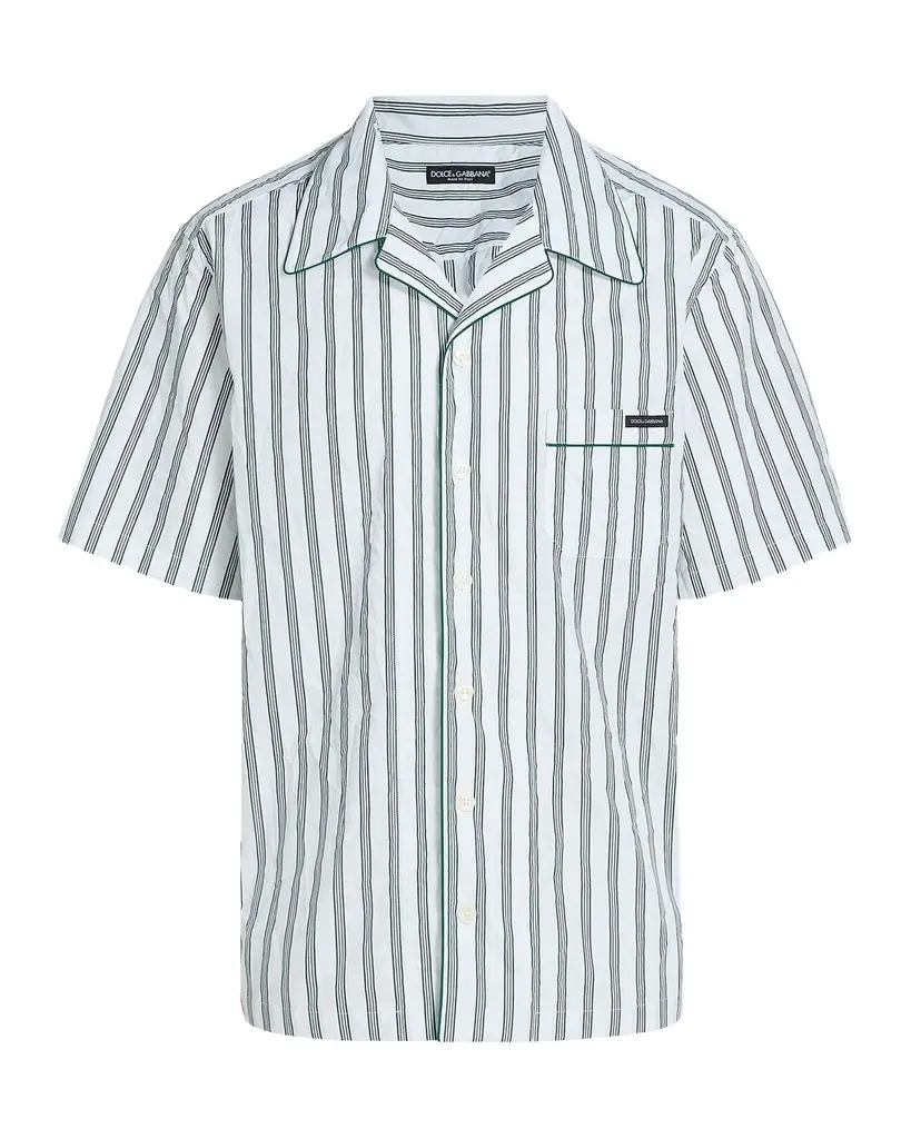 Dolce & Gabbana Men 's Poplin Multi-Stripe Pocket Short-Sleeve Shirt
