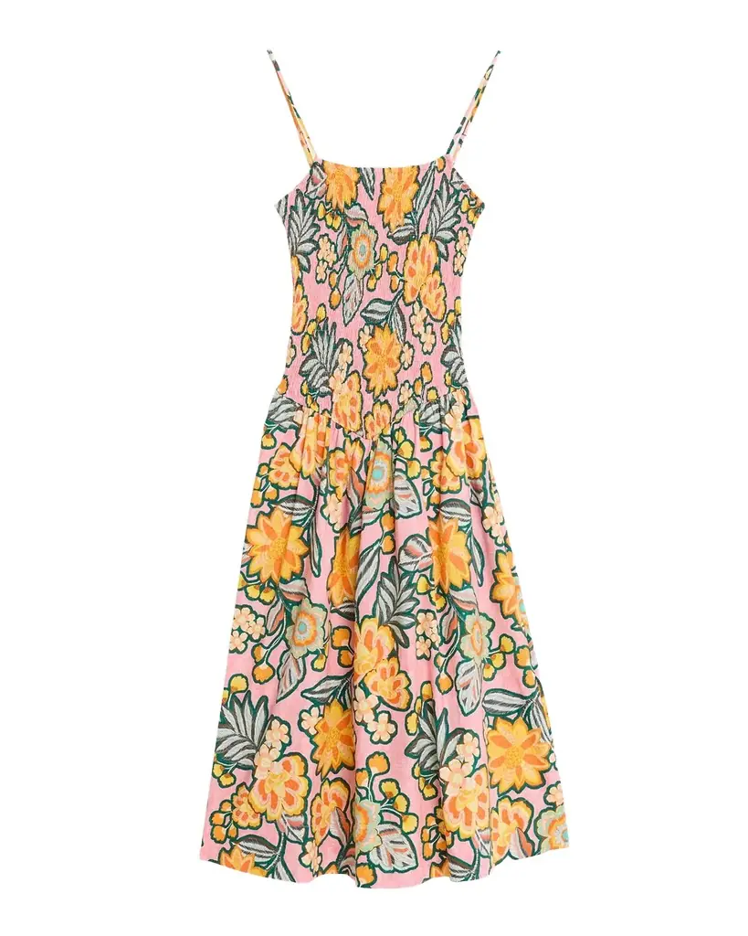 roxanne midi dress in purple floral Rails Roxanne Smocked Midi Dress