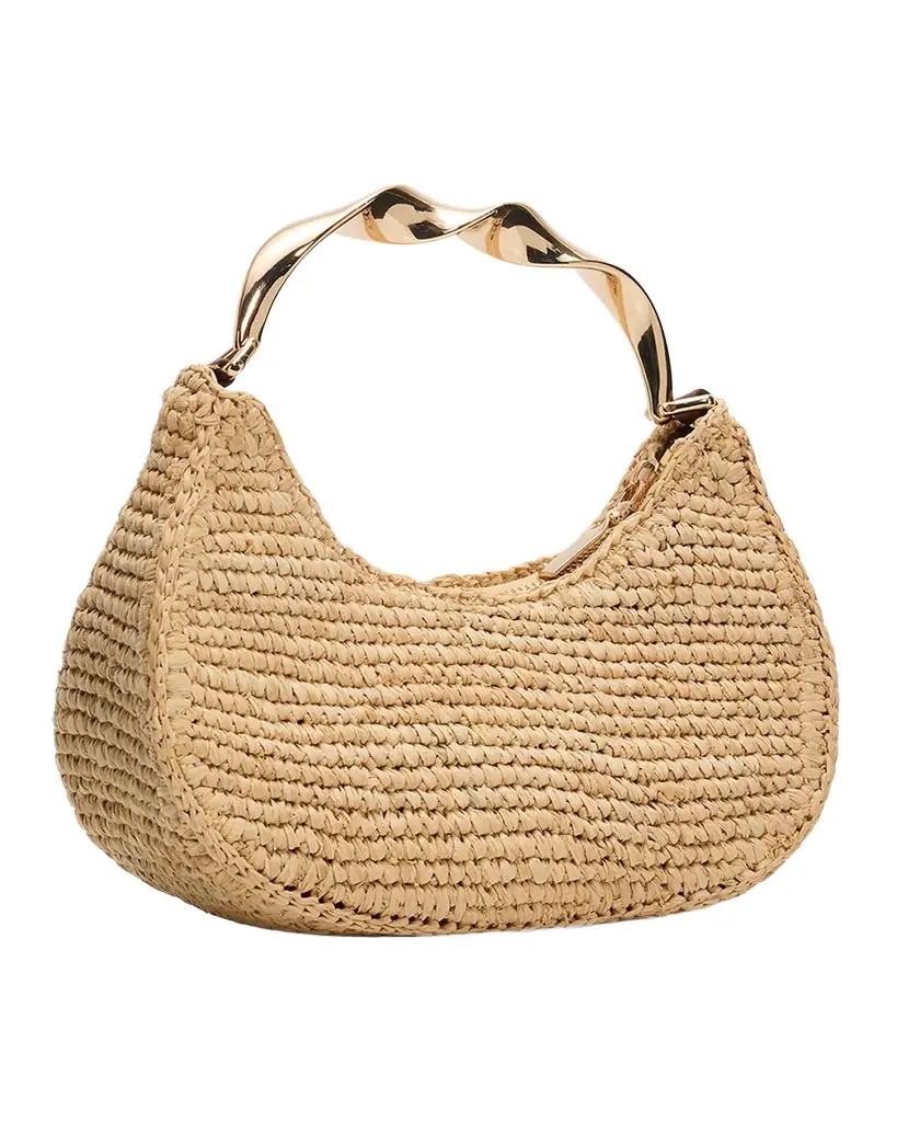 SIMKHAI Nixi Twist Raffia Top-Handle Bag