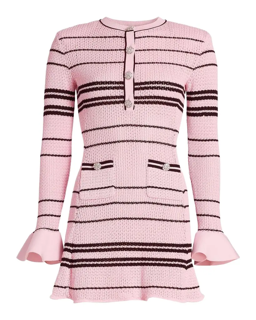Self-Portrait Striped Knit Mini Dress