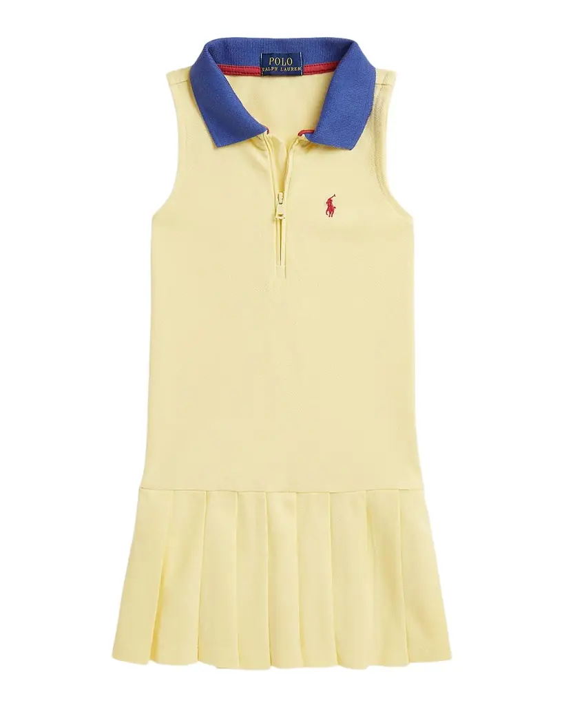 Polo Ralph Lauren Little Girl 's & Girl 's Pleated Mesh Quarter-Zip Polo Dress
