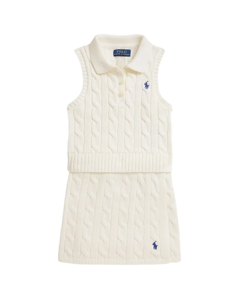 Ralph Lauren Little Girl's & Girl's Cotton Polo Sweater & Faux-Wrap Skirt