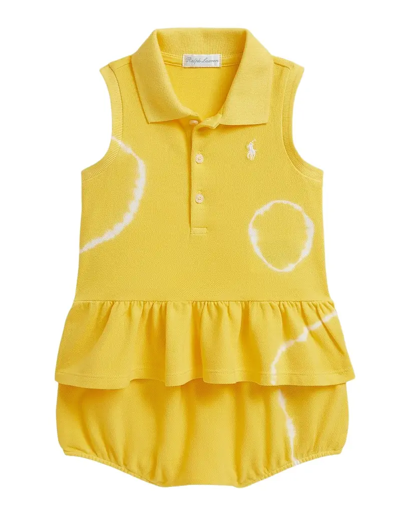 Polo Ralph Lauren Girl 's Tie-Dye Mesh Polo Shirt & Bloomers Set, Size 3M-24M