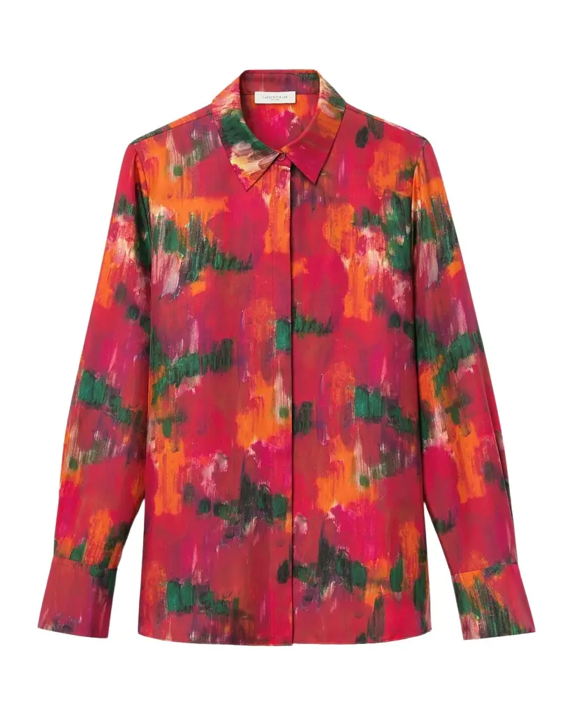Lafayette 148 New York Scottie Blossom-Print Silk Twill Blouse