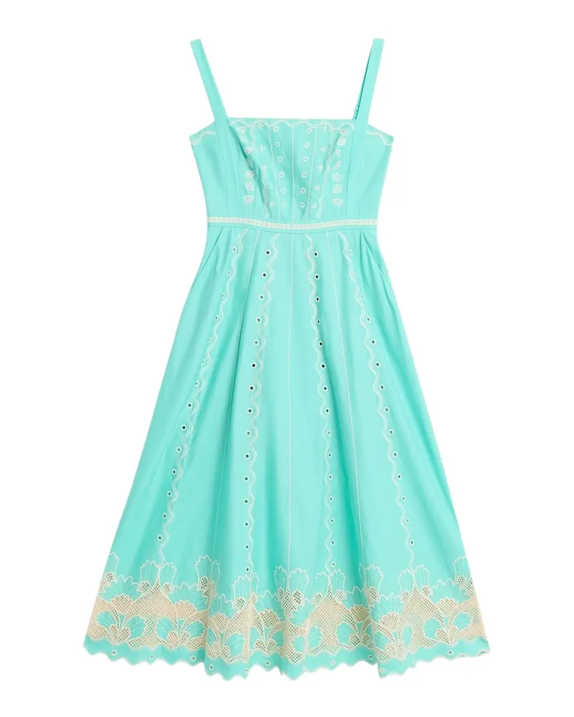 Saloni Aurora B Embroidered Midi Dress
