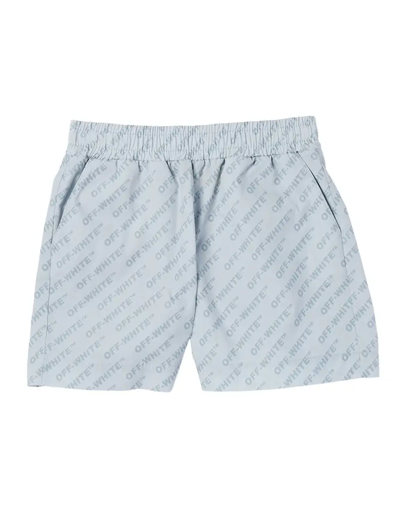 Off-White Boy 's Logo AOP Cotton Shorts, Size