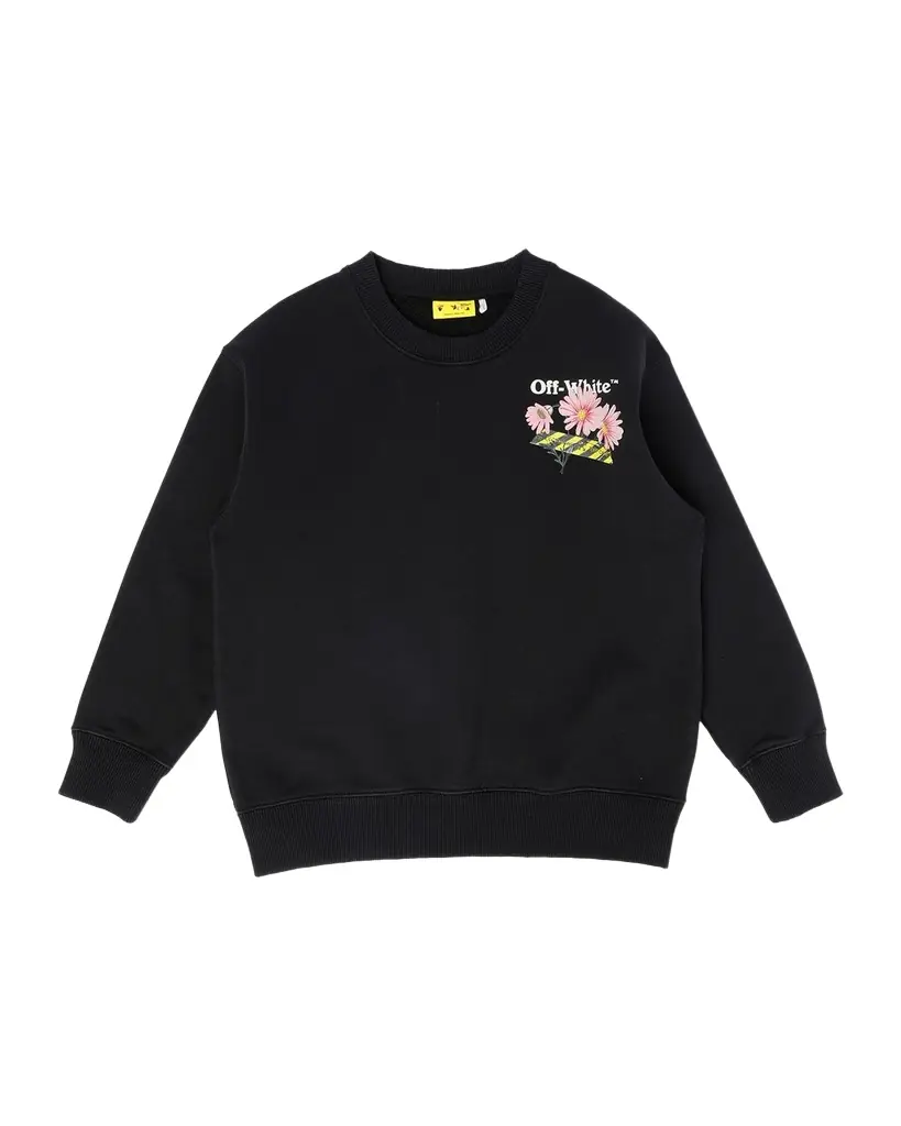 Off-White Girl 's Daisy Tape Crewneck Sweatshirt, Size