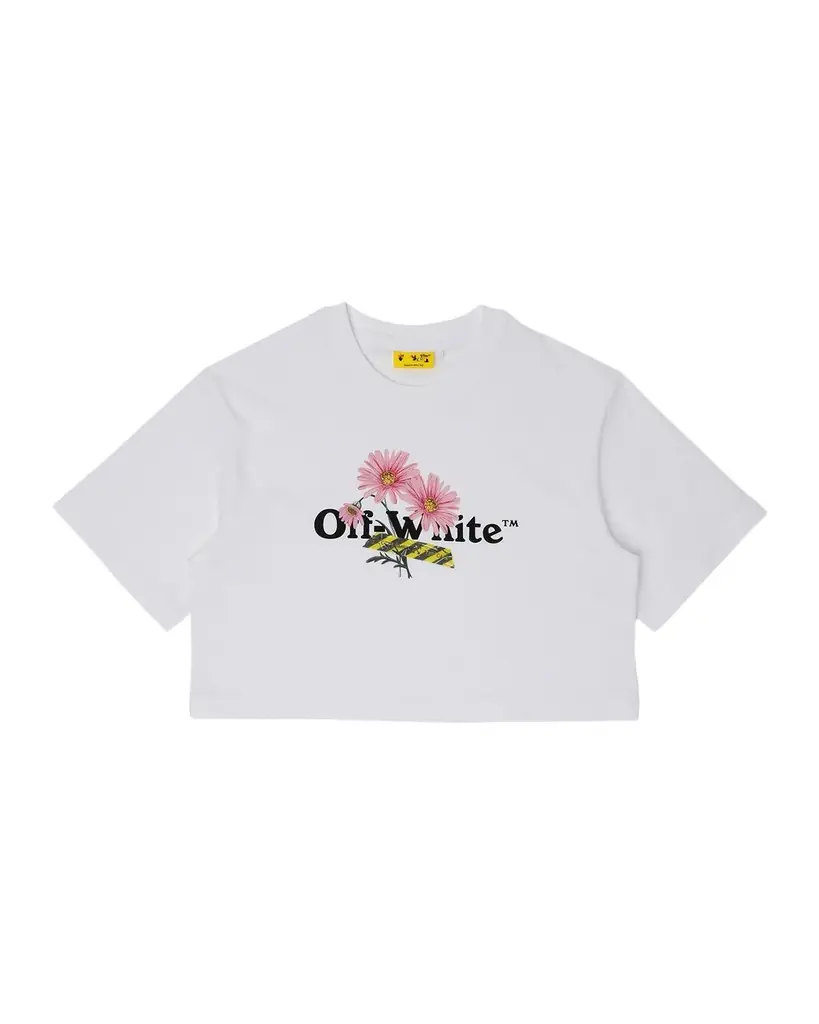 Off-White Girl 's Daisy Logo Boxy Tee, Size 4-12