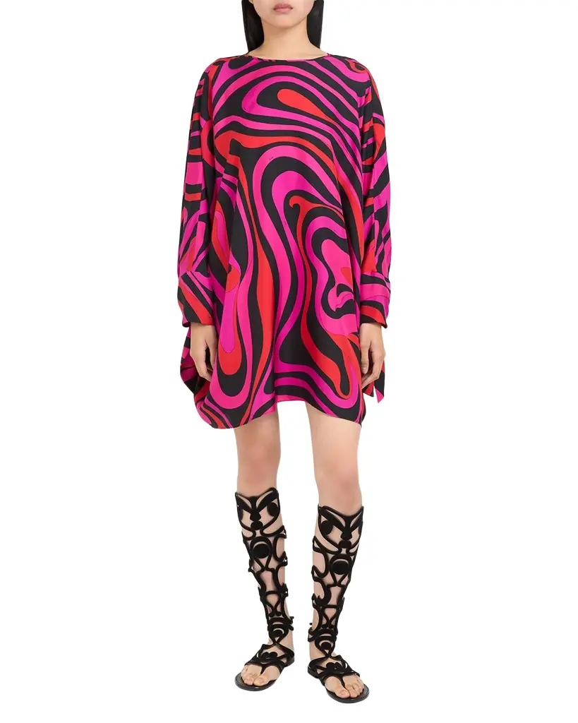 Pucci Marmo Silk Twill Mini Caftan Dress