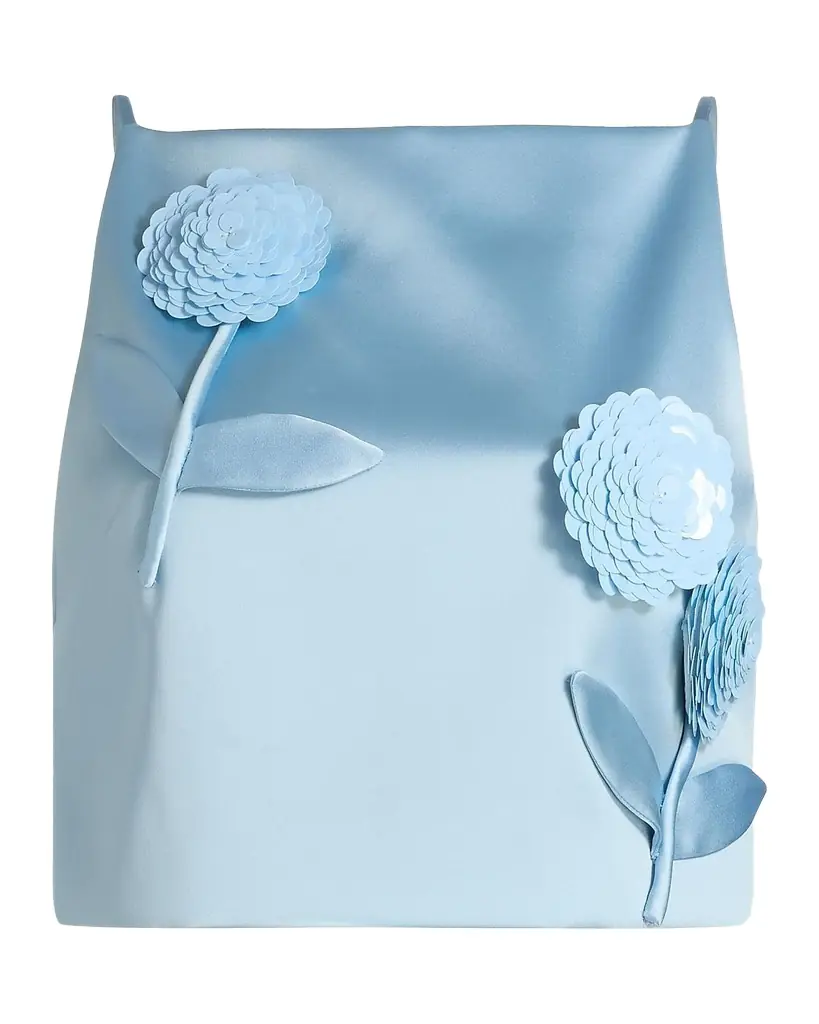 Self-Portrait Satin 3D Sequined Flower Top