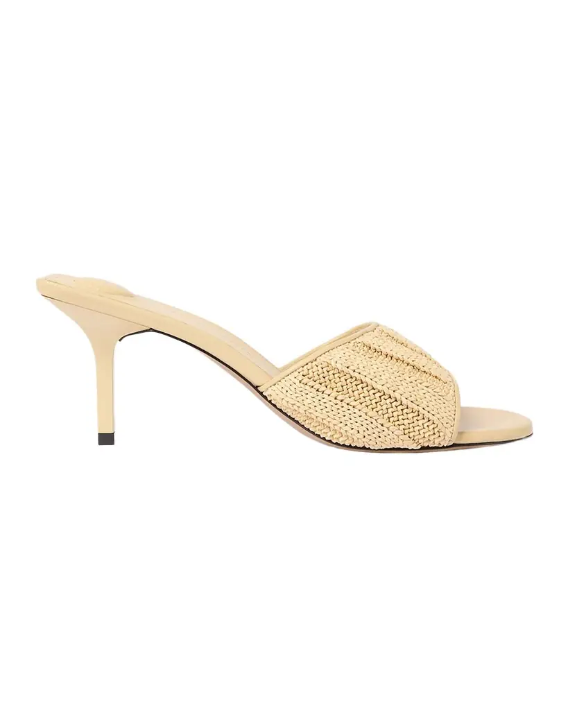 Jacquemus 70mm Les Mules Cubist Raffia Slide Sandals