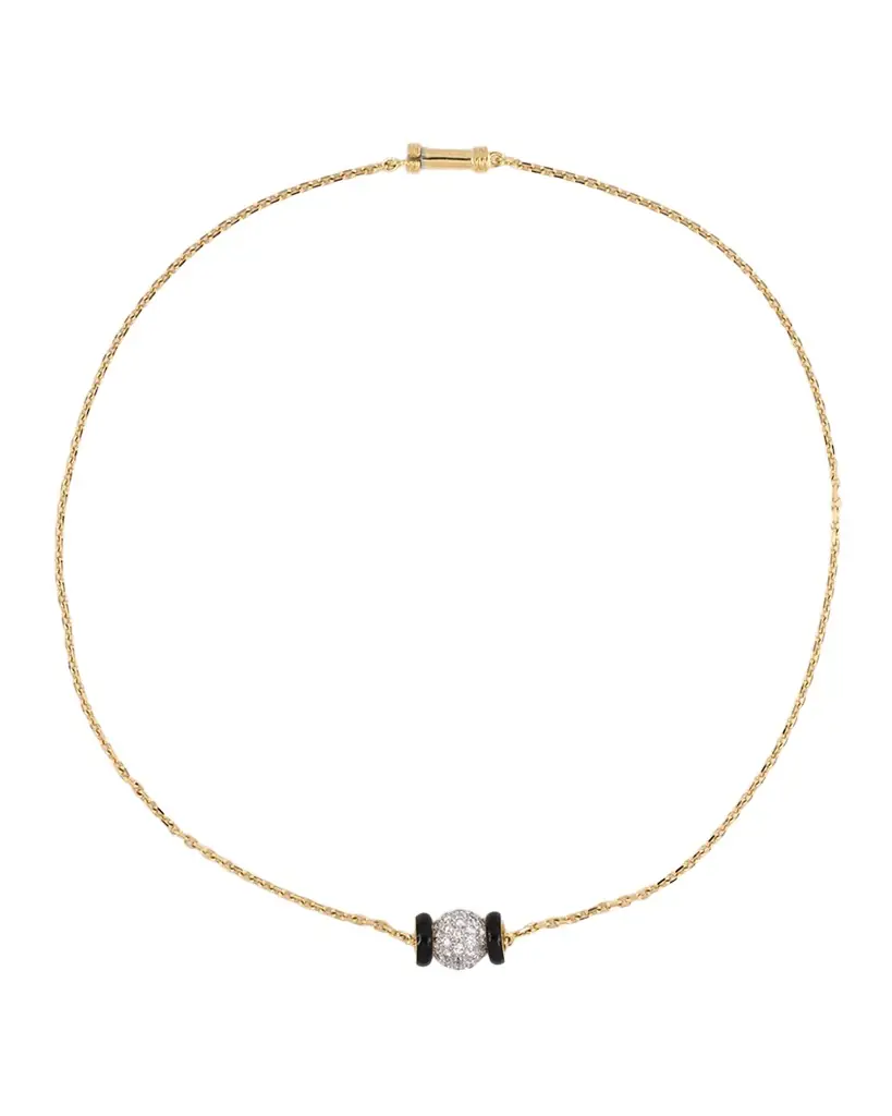 NM Estate Estate Webb 18K Yellow Gold and Platinum Diamond Ball Pendant Necklace