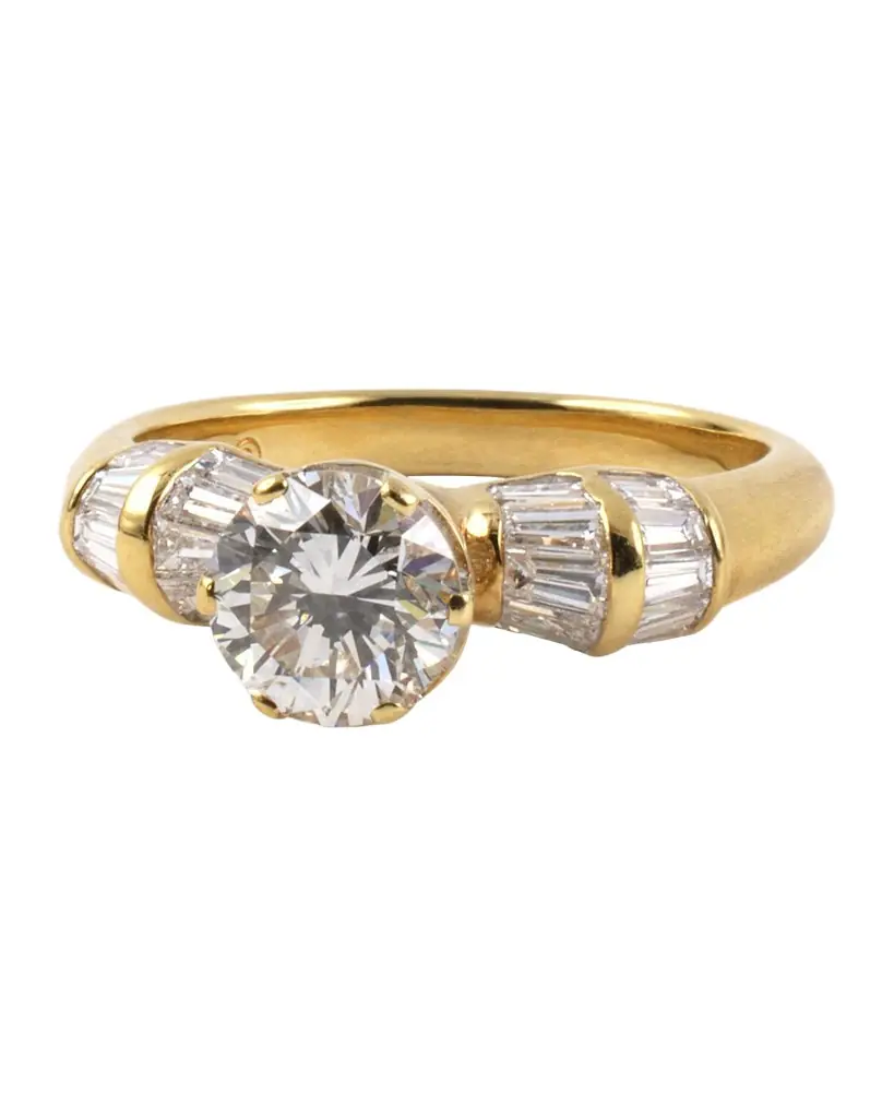 NM Estate Estate 18K Yellow Gold Diamond Tiered Engagement Ring, Size 6.25