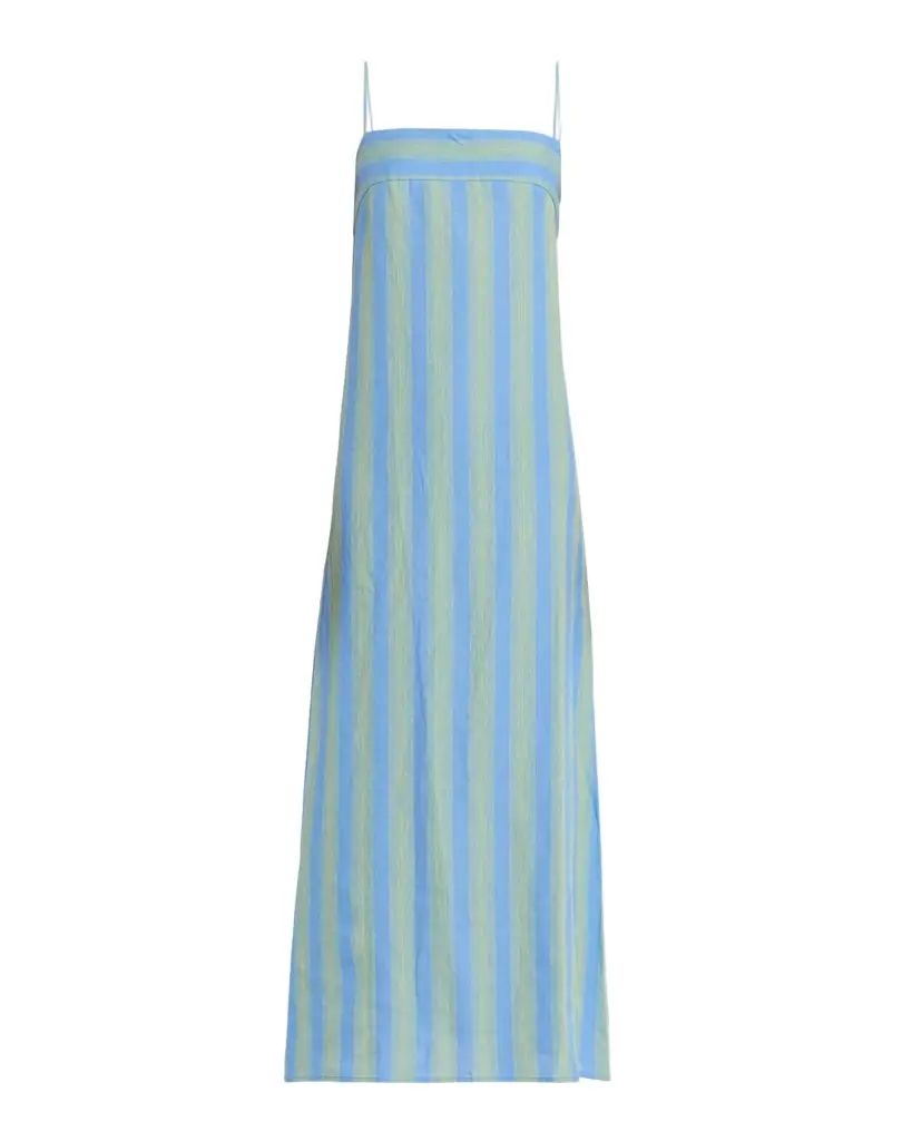 STAUD Laura Striped Linen Dress