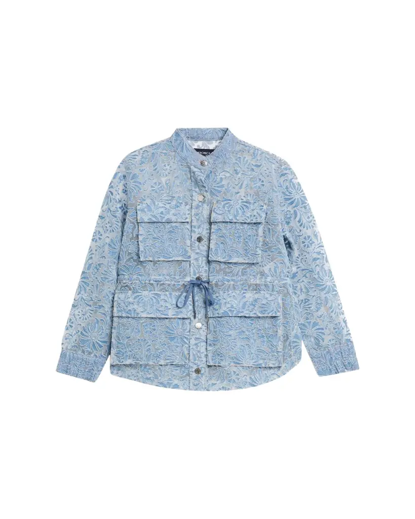 Veronica Beard Lane Sheer Floral Denim Jacket
