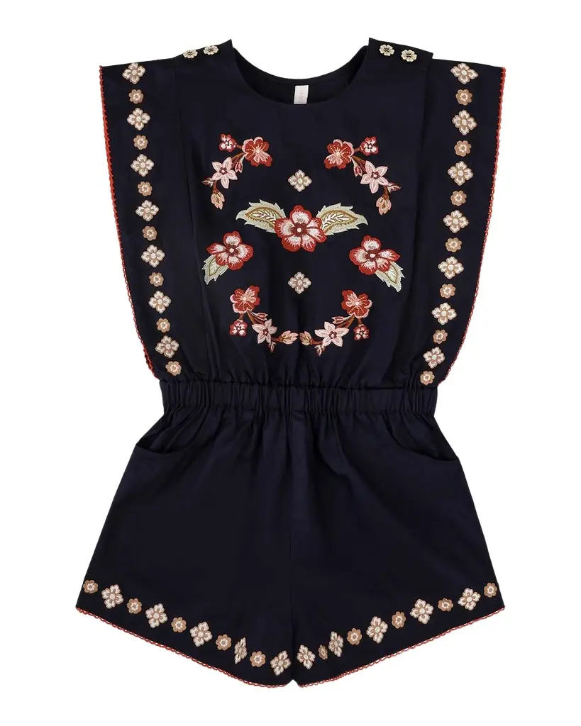 Zimmermann Girl 's Aster Embroidered Short Playsuit, Size 1-12