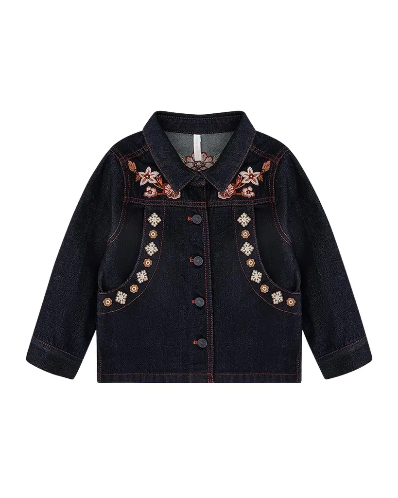Zimmermann Girl 's Aster Embroidered Denim Jacket, Size 1-1