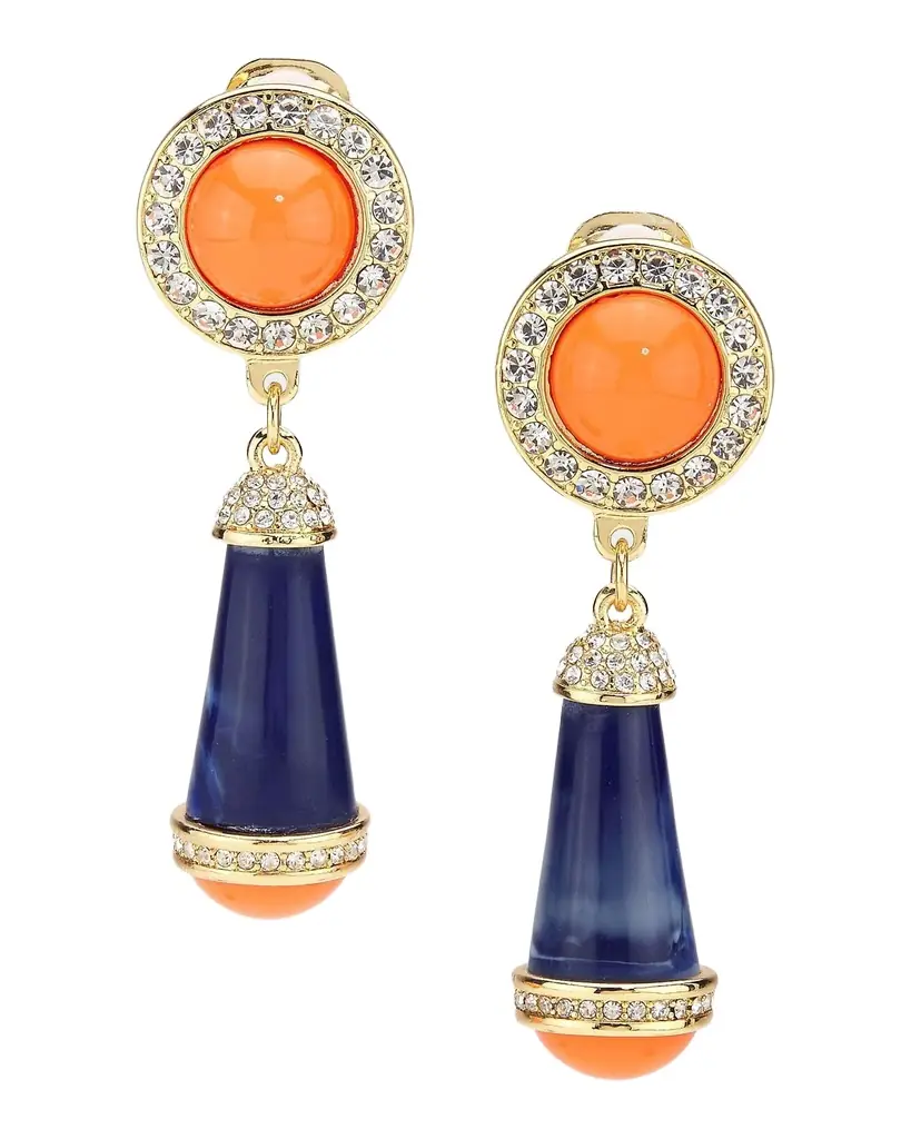 Golconda by Kenneth Jay Lane Golden Crystal Drop Clip Earrings