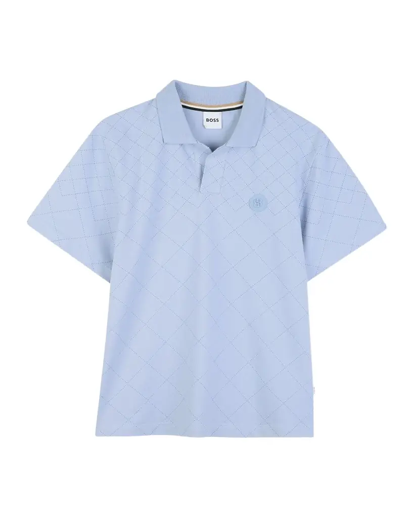 BOSS Boy 's Quilted-Effect Stretch Cotton Polo Shirt, Size 8-16