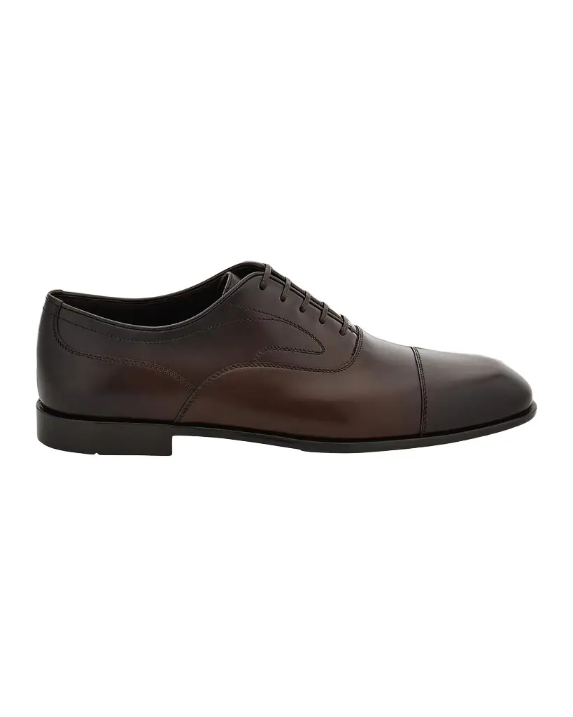 Ferragamo Men 's Trinity Leather Cap-Toe Derby Shoes