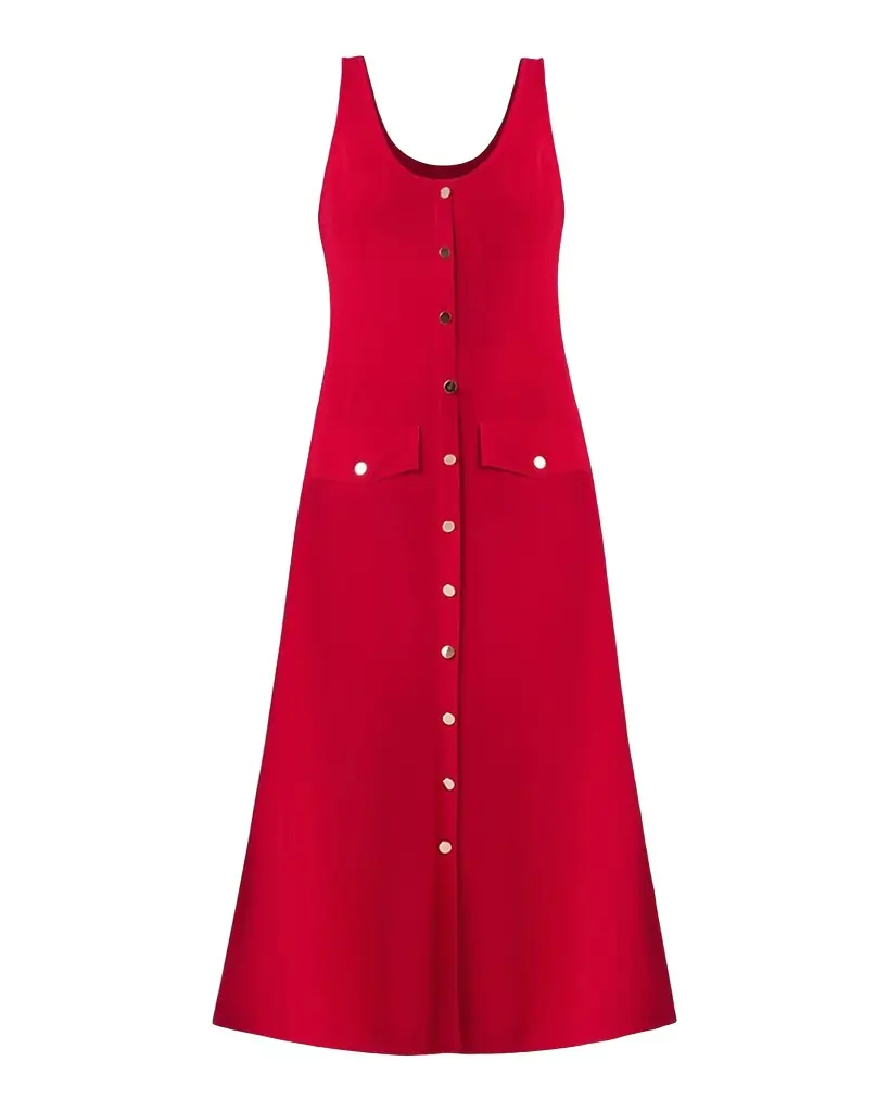 Shoshanna Martha Button-Front Midi-Dress