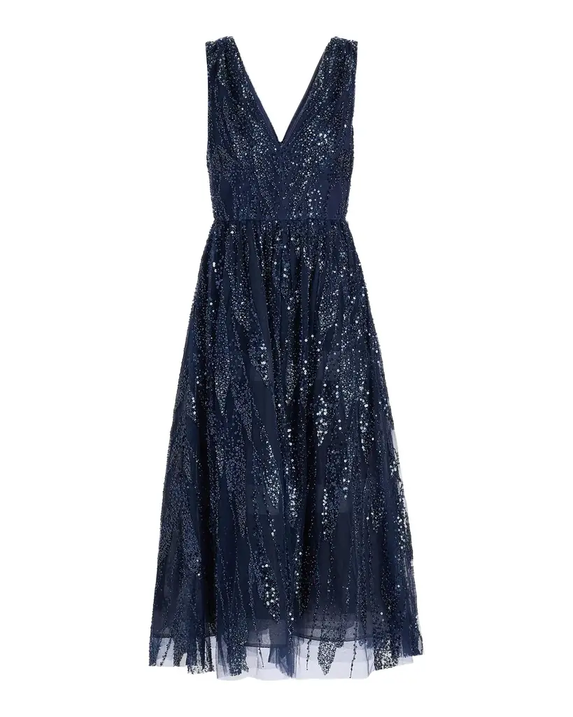 Milly Tinsley Embroidered V-Neck Dress