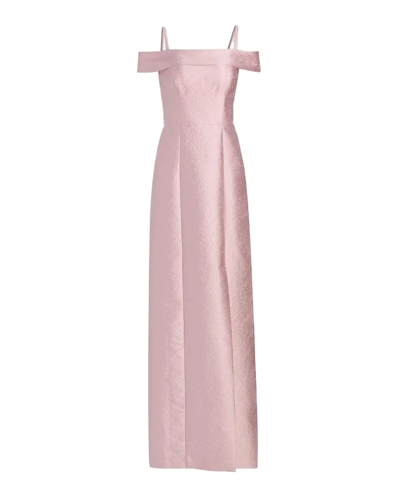 Kay Unger New York Edith Jacquard Off-The-Shoulder Column Gown