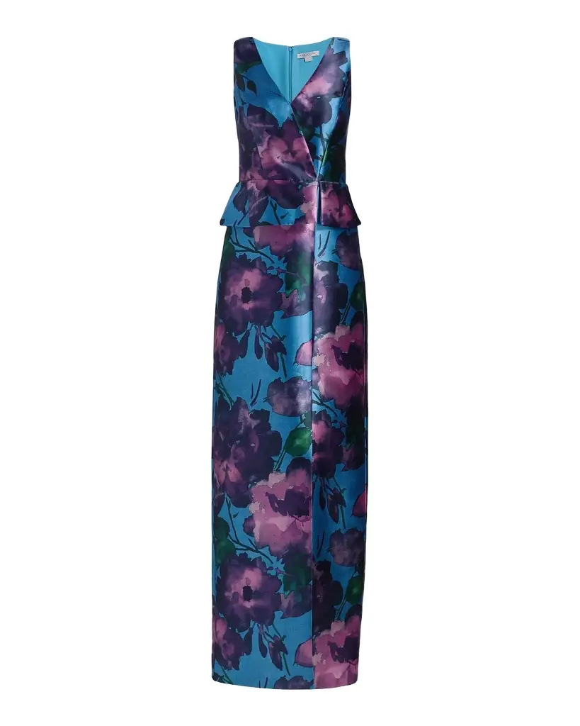 Kay Unger New York Celeste Floral Mikado Column Gown