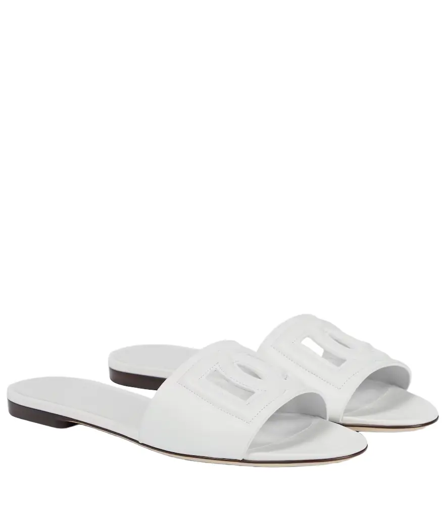 Dolce & Gabbana Logo cutout leather slides