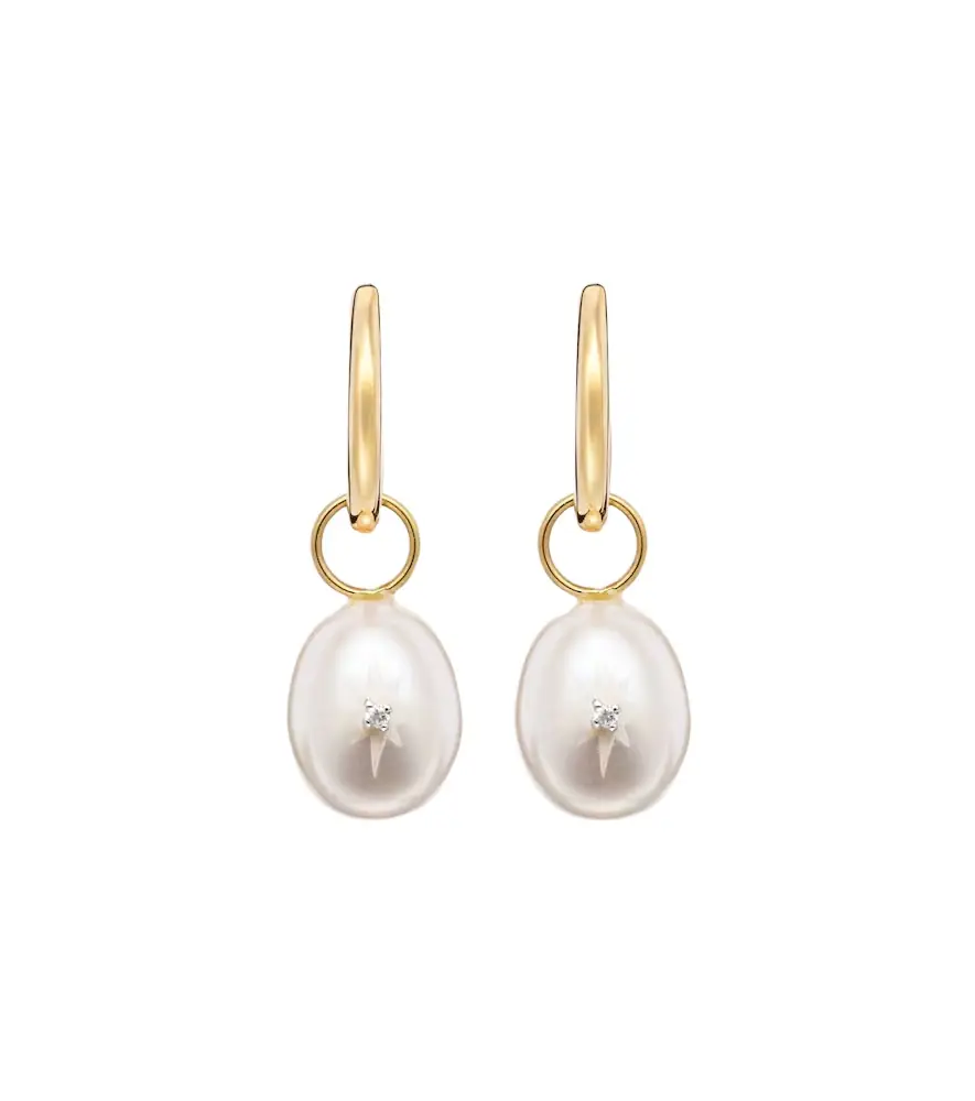 Mateo 14kt gold drop earrings with pearls and diamonds