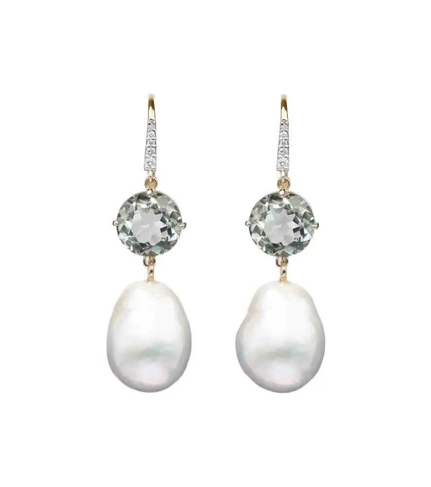 Mateo 14kt gold drop earrings with amethysts, pearls, and diamonds