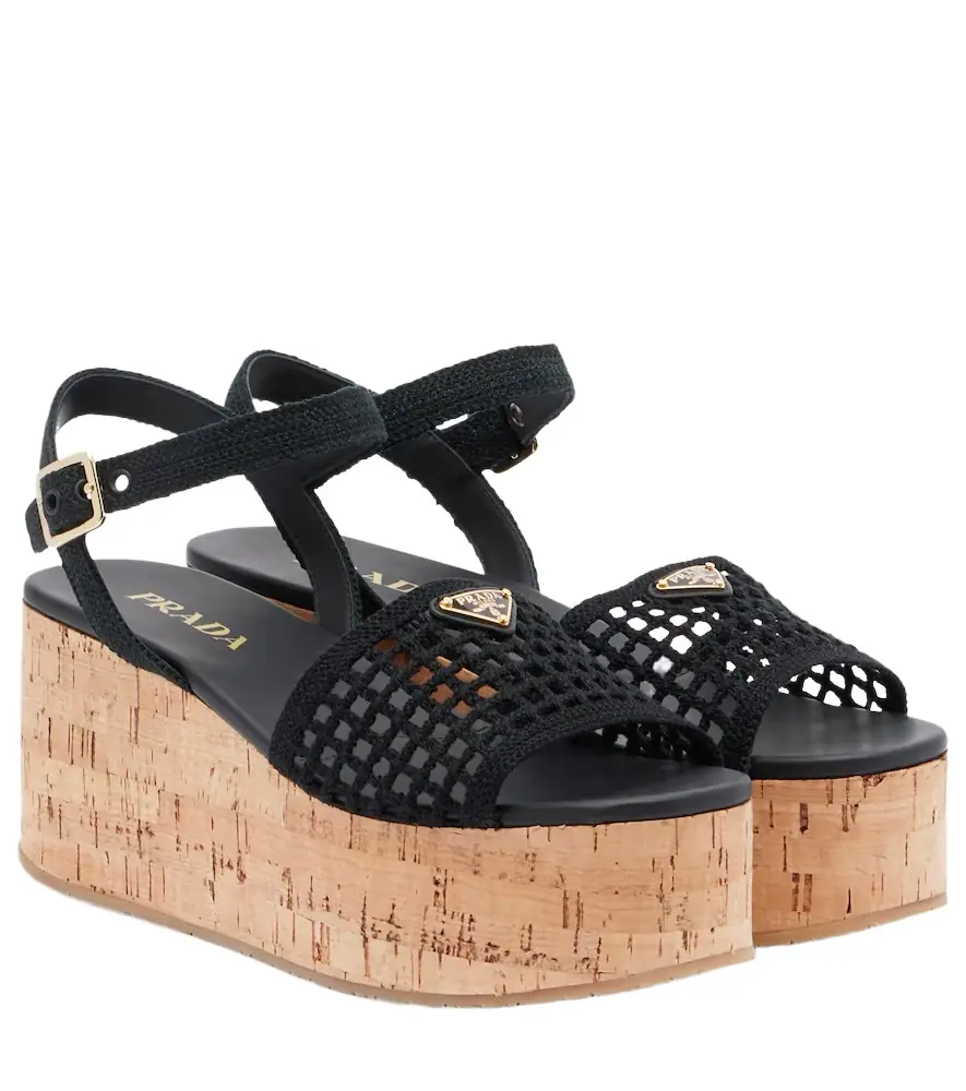 Prada Crochet wedge sandals