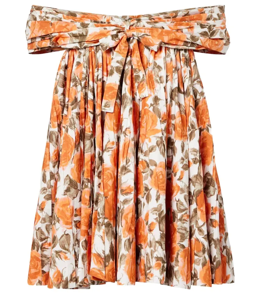 Chloe Chloé Floral pleated cotton poplin minidress