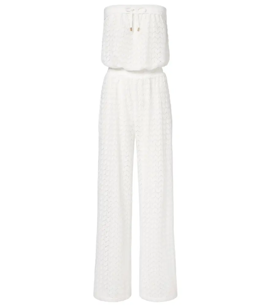 Melissa Odabash Viv sheer pointelle cotton-blend jumpsuit