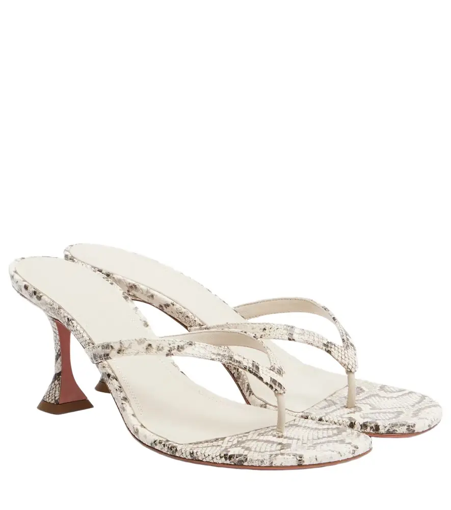 Amina Muaddi Juliette snake-print leather thong sandals
