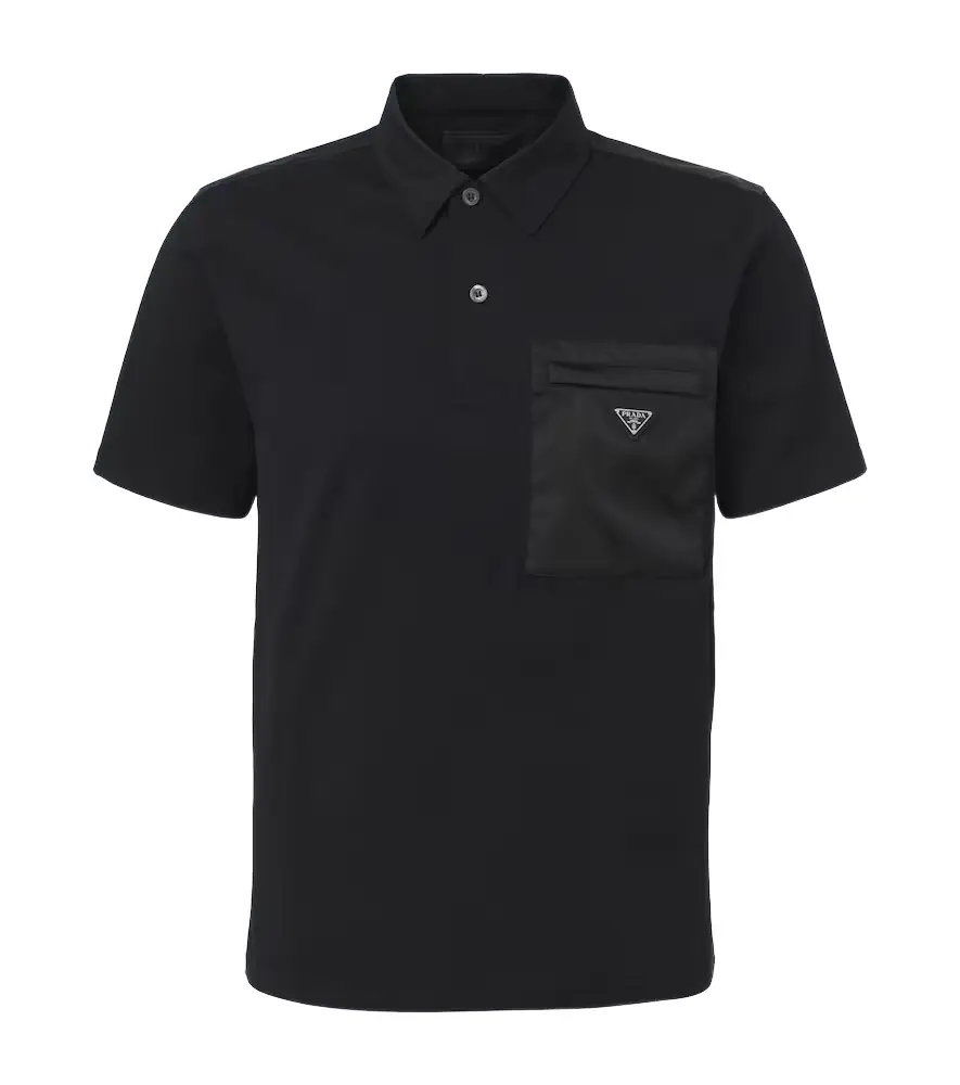 Prada Re-Nylon-trimmed cotton-blend polo shirt