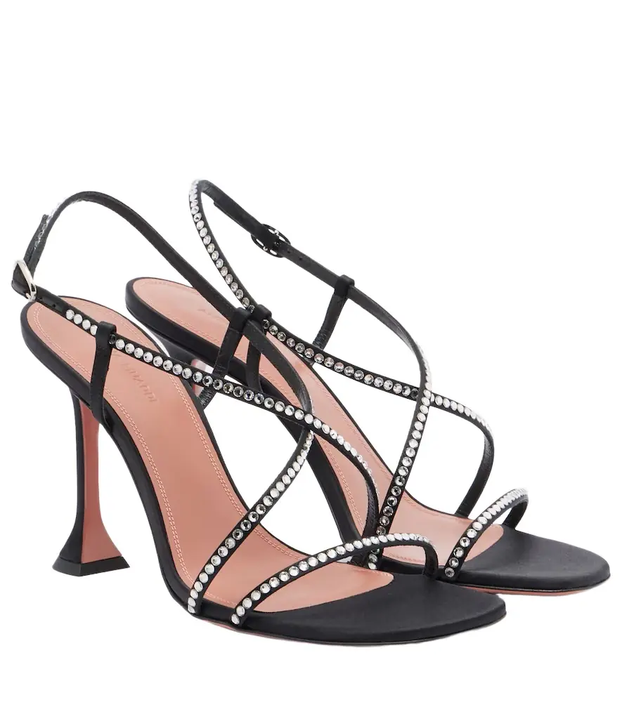 Amina Muaddi Sally crystal-embellished satin sandals